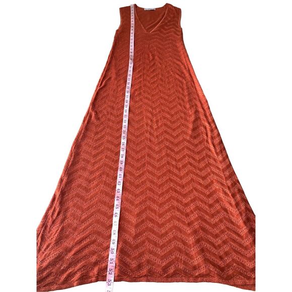 ZARA Rust Orange Metallic Maxi Dress - Picture 9 of 10